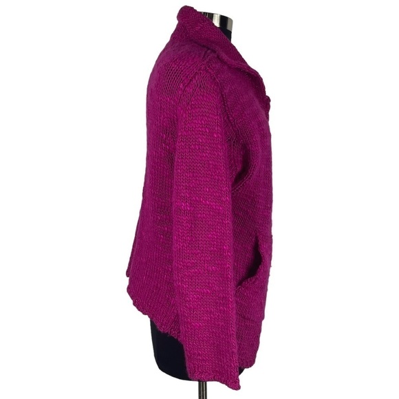 SIGRID OLSEN SO BLUE CHUNKY KNIT WOOL BLEND OPEN FRONT CARDIGAN SWEATER - Picture 6 of 13